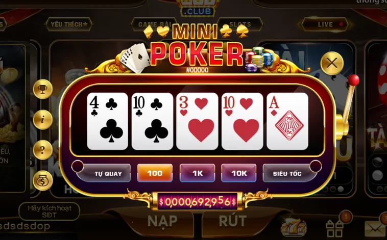 Minigame Mini Poker Tại HitClub Đẳng Cấp Quay Hũ Trực Tuyến 2026