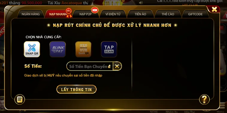 Nạp Rút NHANH – An toàn – Minh bạch