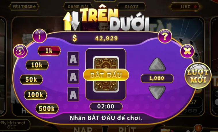 Minigame Trên Dưới Tại HitClub Đỉnh Cao Phán Đoán 2026